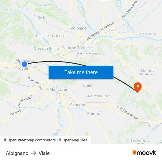 Alpignano to Avenue map