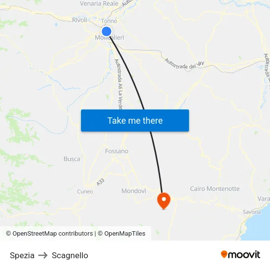 Spezia to Scagnello map