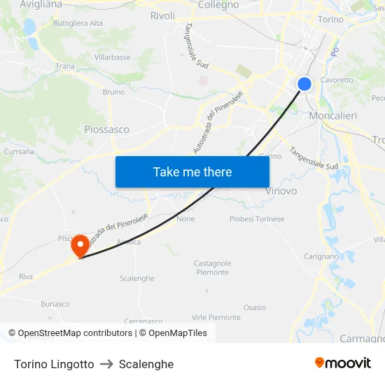 Turin Lingotto to Scalenghe map