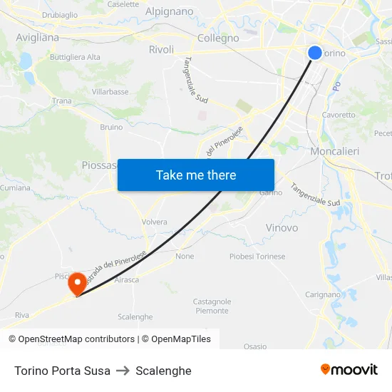 Turin Porta Susa to Scalenghe map