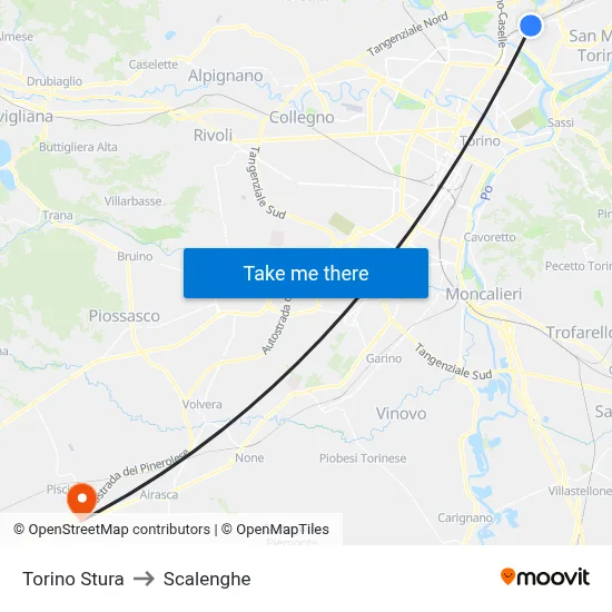 Turin Stura to Scalenghe map