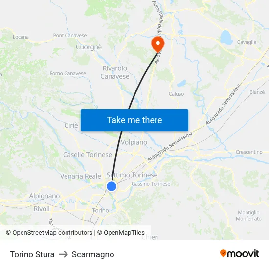 Turin Stura to Scarmagno map