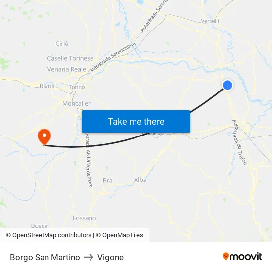 San Martino Village to Vigone map