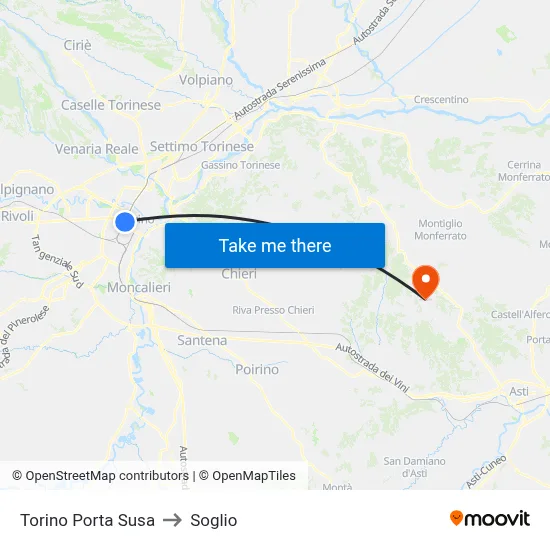 Turin Porta Susa to Soglio map