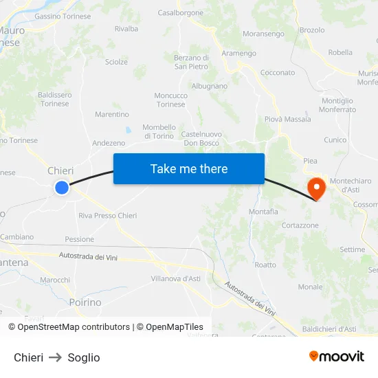 Chieri to Soglio map
