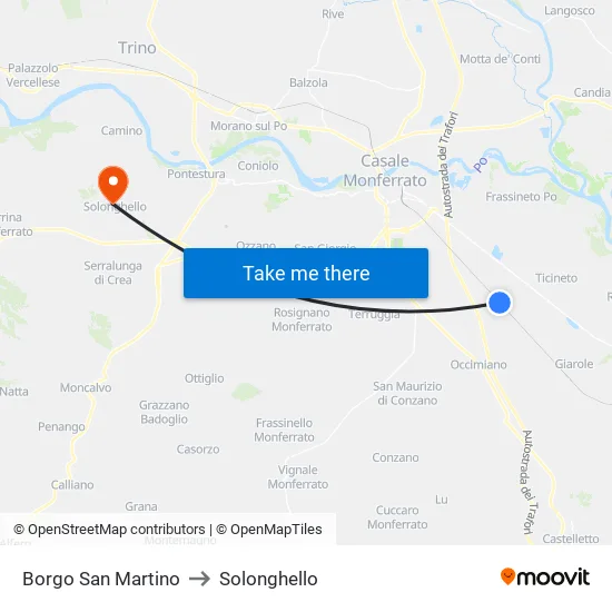 Borgo San Martino to Solonghello map
