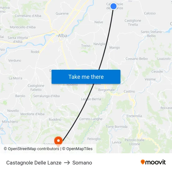 Castagnole delle Lanze to Somano map