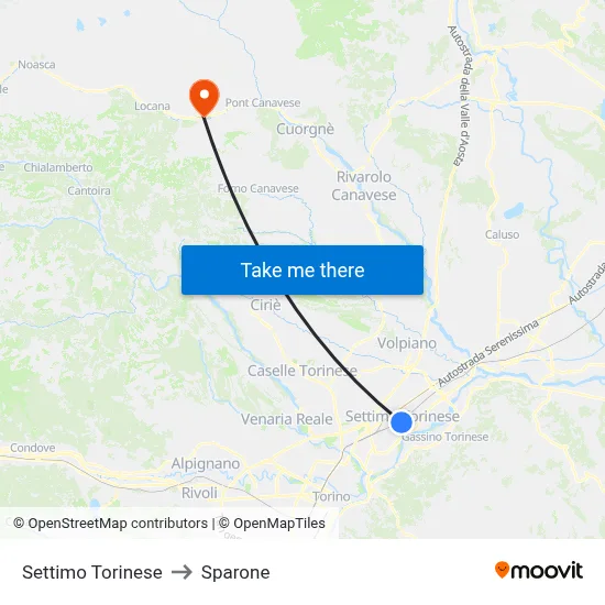 Settimo Torinese to Sparone map