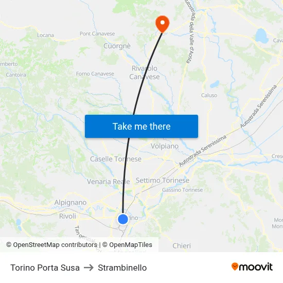 Turin Porta Susa to Strambinello map