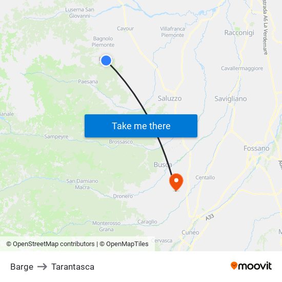 Barge to Tarantasca map