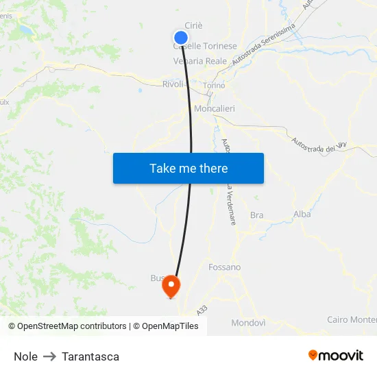 Nole to Tarantasca map