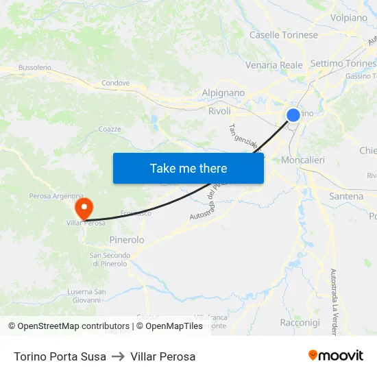 Turin Porta Susa to Villar Perosa map