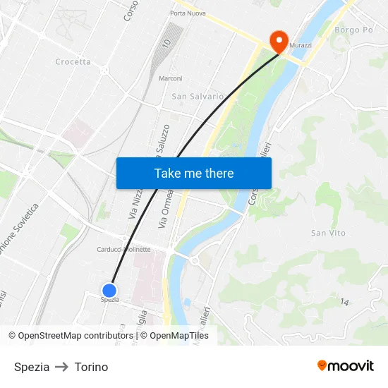 Spezia to Torino map