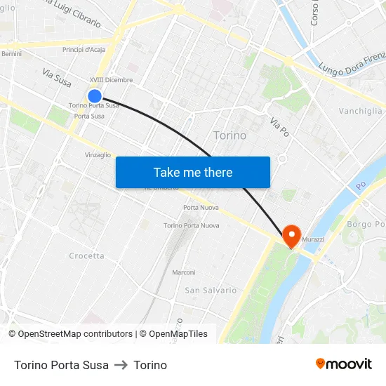 Turin Porta Susa to Torino map