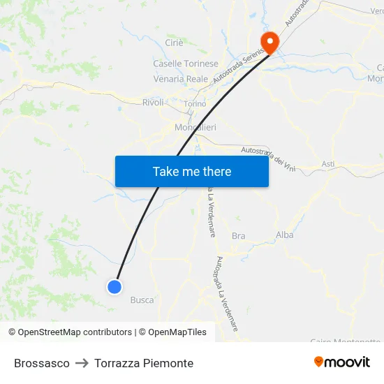 Brossasco to Torrazza Piemonte map
