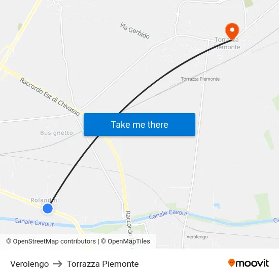 Verolengo to Torrazza Piemonte map