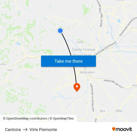 Cantoira to Virle Piemonte map