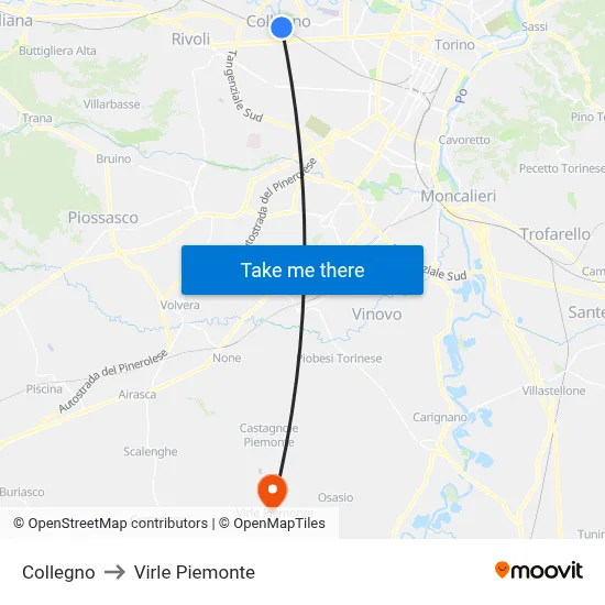 Collegno to Virle Piemonte map