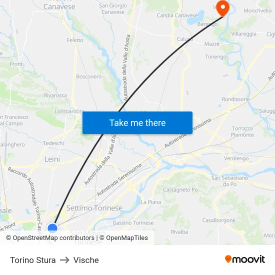 Turin Stura to Vische map