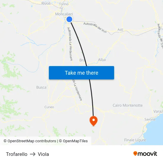 Trofarello to Viola map