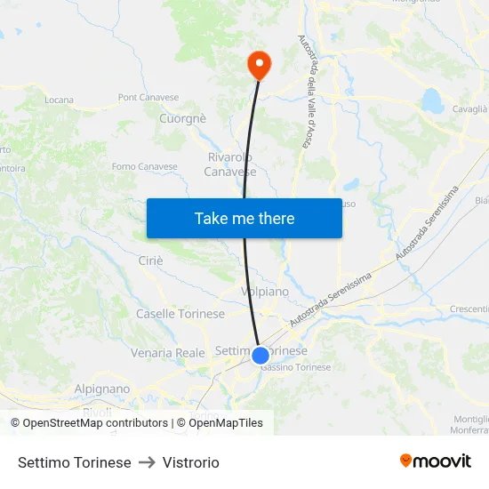 Settimo Torinese to Vistrorio map