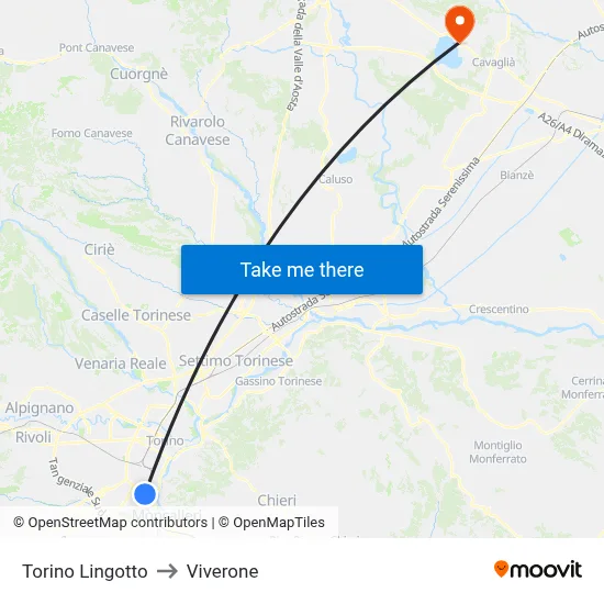 Turin Lingotto to Viverone map