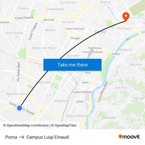Poma to Campus Luigi Einaudi map