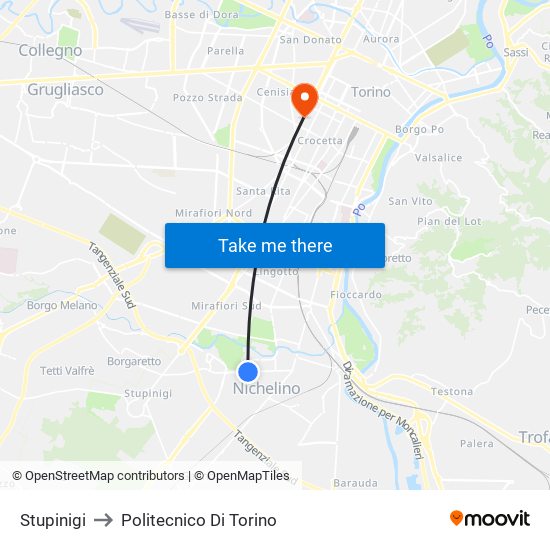 Stupinigi to Politecnico Di Torino map