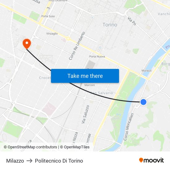 Milazzo to Politecnico Di Torino map