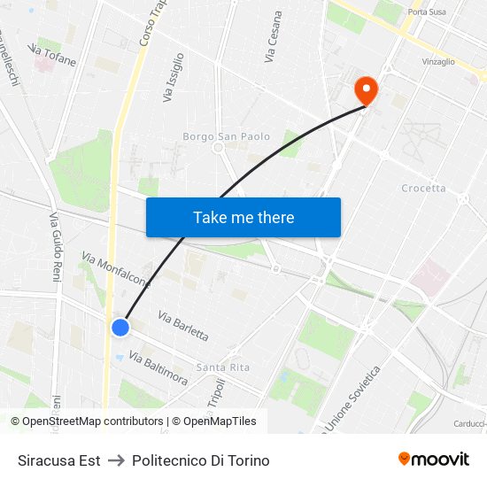 Siracusa Est to Politecnico Di Torino map