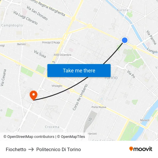 Fiochetto to Politecnico Di Torino map