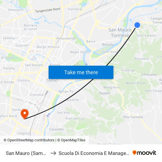 San Mauro (Sambuy) to Scuola Di Economia E Management map