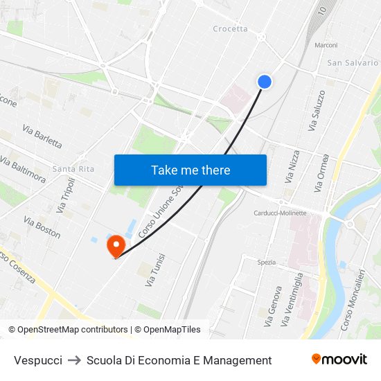 Vespucci to Scuola Di Economia E Management map