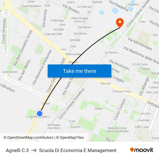 Agnelli C.3 to Scuola Di Economia E Management map