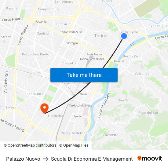 Palazzo Nuovo to Scuola Di Economia E Management map