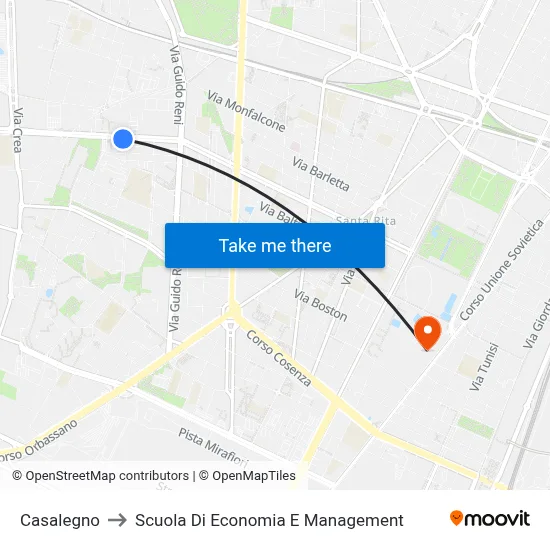 Casalegno to School of Economics and Management map
