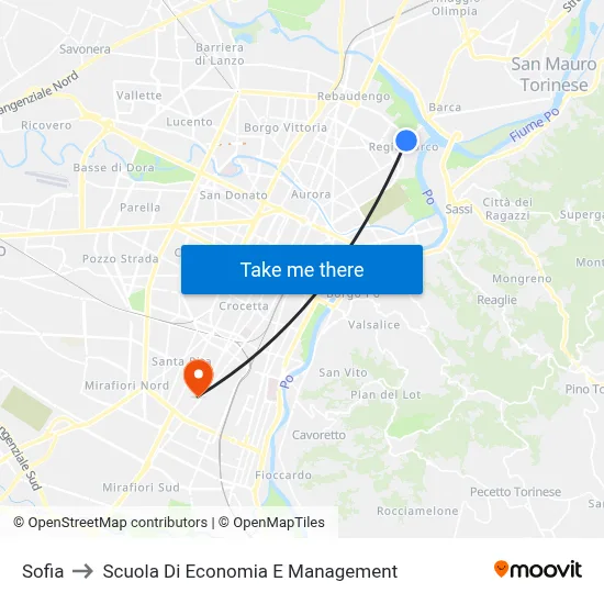 Sofia to School of Economics and Management map