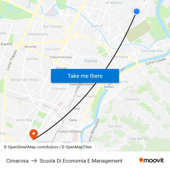 Cimarosa to School of Economics and Management map