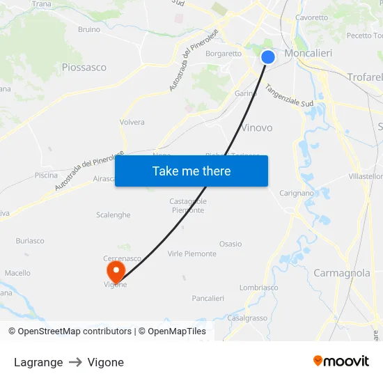 Lagrange to Vigone map