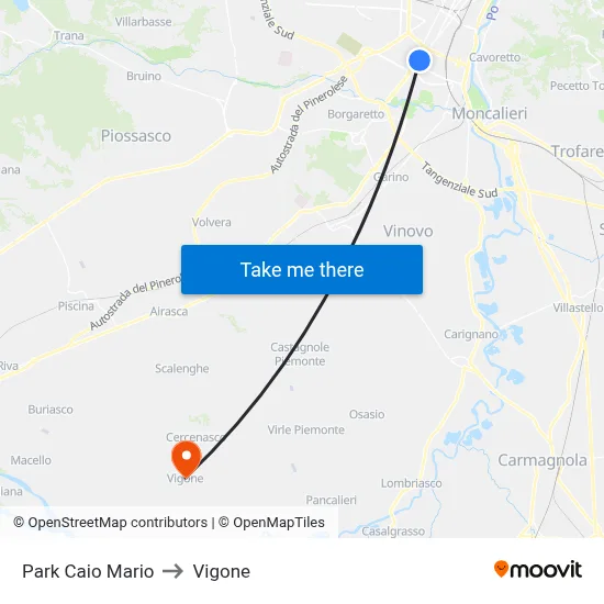 Caio Mario Park to Vigone map