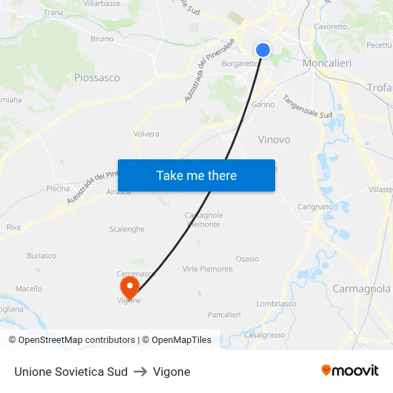 Soviet Union South to Vigone map