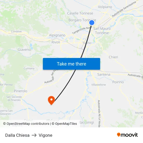 Dalla Chiesa to Vigone map