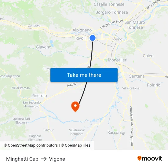 Minghetti Terminal to Vigone map