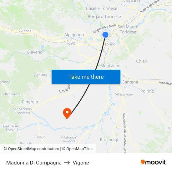 Madonna of Countryside to Vigone map