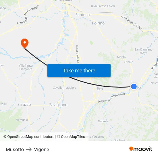 Musotto to Vigone map