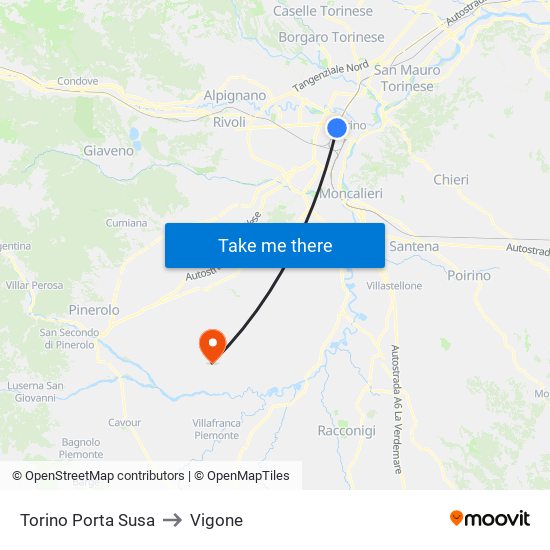 Torino Porta Susa to Vigone map