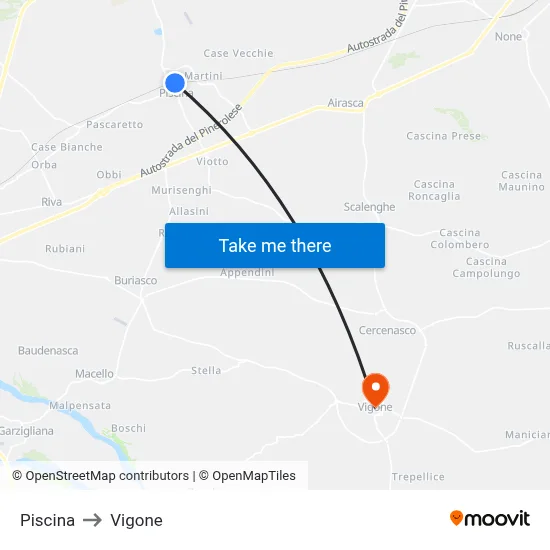 Swimming Pool to Vigone map