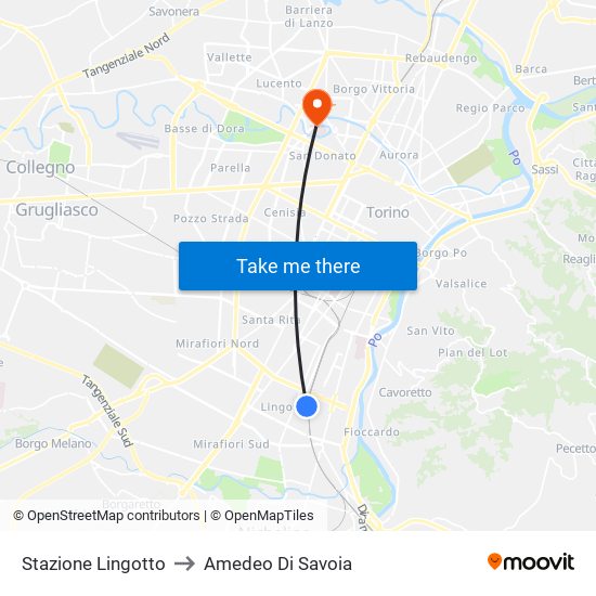 Stazione Lingotto to Amedeo Di Savoia map