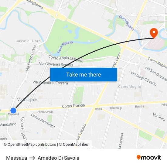 Massaua to Amedeo Di Savoia map