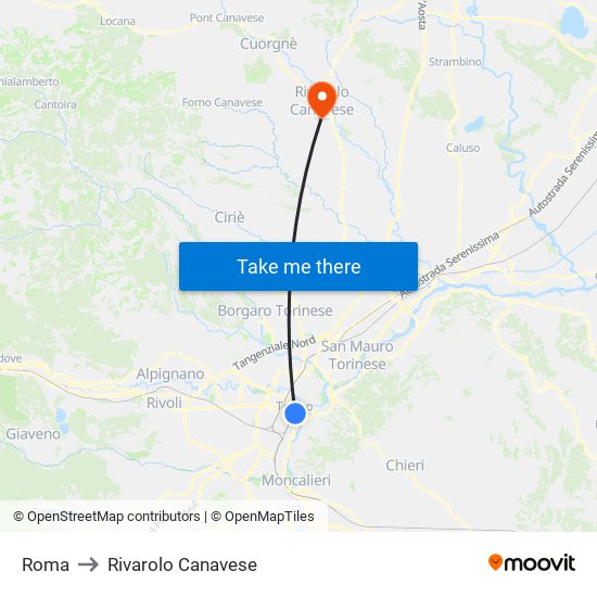 Roma to Rivarolo Canavese map